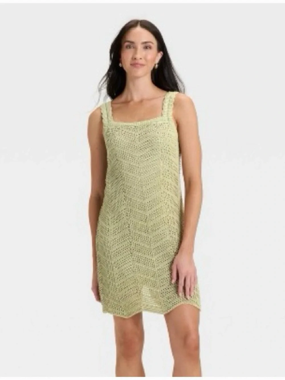 new look crochet dress Black Stripe Crochet Flared Sleeve Mini Beach Dress